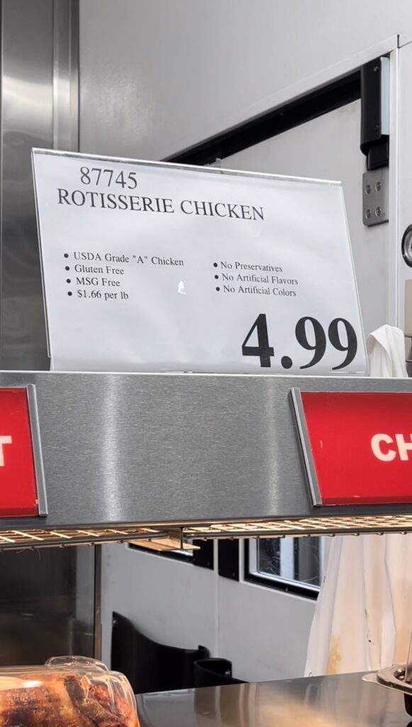 sign of costco rotisserie chicken price